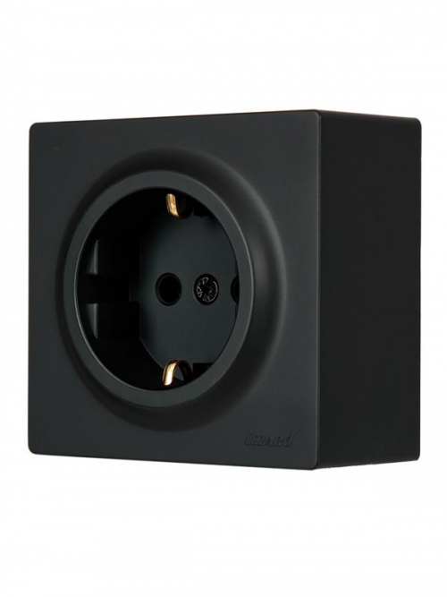 Розетка 1-м ОП LETO с заземл. ПБТ черн. бархат LEZARD 752-4200-122B 752-4200-122B