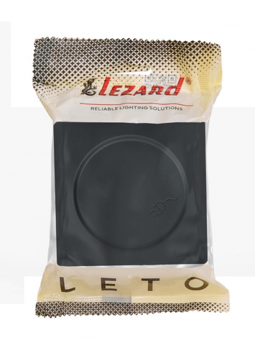Розетка 1-м ОП LETO с заземл. с крышкой LETO ПБТ графит LEZARD 752-3400-123B 752-3400-123B