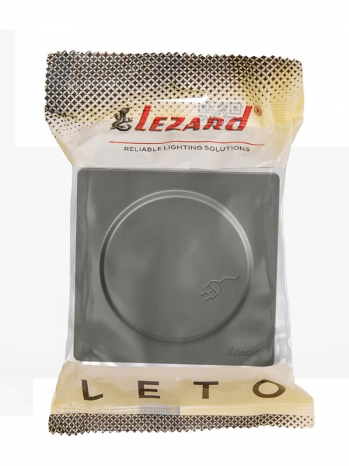 Розетка 1-м ОП LETO с заземл. с крышкой LETO ПБТ платина LEZARD 752-3500-123B 752-3500-123B