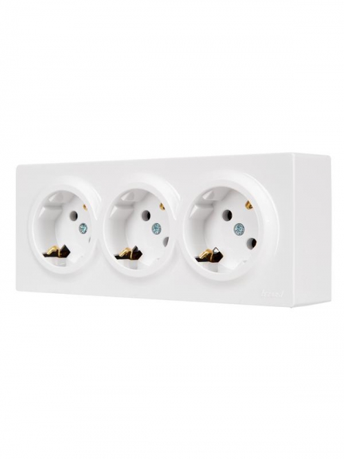 Розетка 3-м ОП LETO с заземл. закрытый корпус ПБТ бел. LEZARD 752-0200-127BUP 752-0200-127BUP