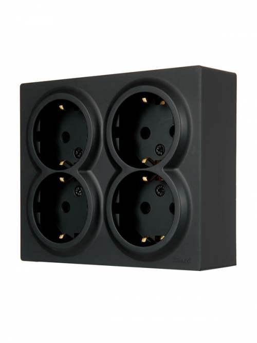 Розетка 4-м ОП LETO с заземл. закрытый корпус ПБТ черн. бархат LEZARD 752-4200-127BDP 752-4200-127BDP