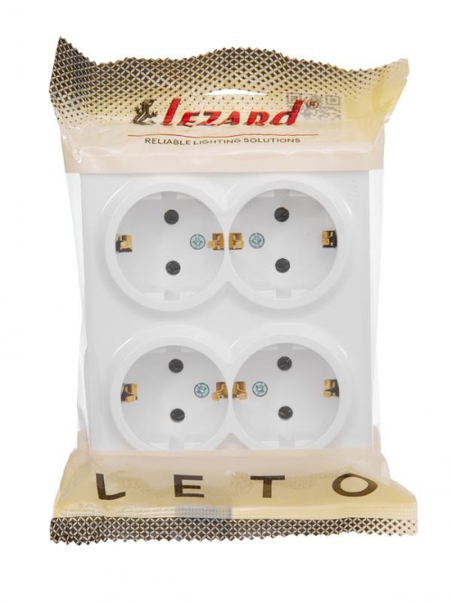 Розетка 4-м ОП LETO с заземл. закрытый корпус ПБТ бел. LEZARD 752-0200-127BDP 752-0200-127BDP