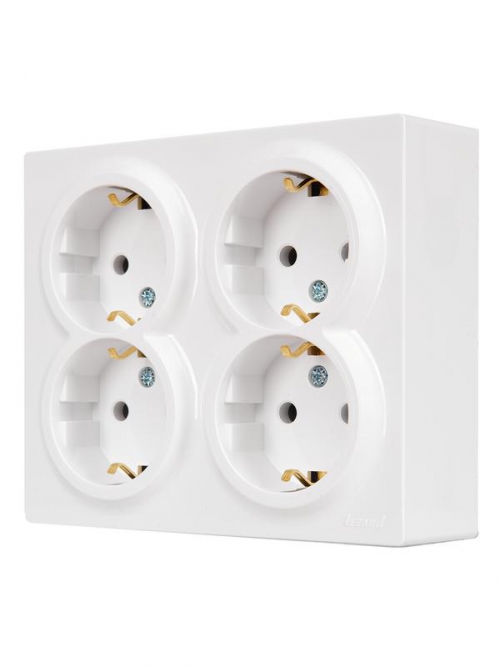 Розетка 4-м ОП LETO с заземл. закрытый корпус ПБТ бел. LEZARD 752-0200-127BDP 752-0200-127BDP