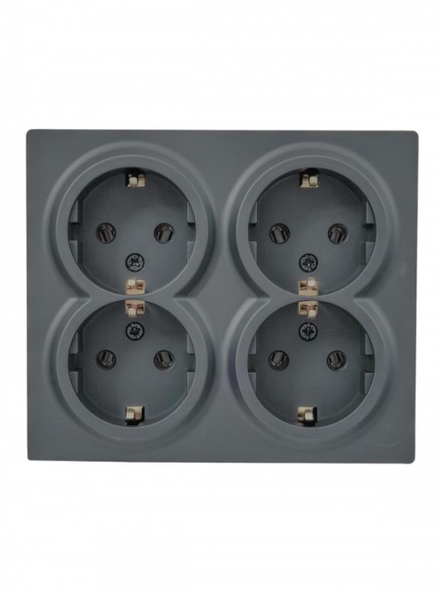 Розетка 4-м ОП LETO с заземл. закрытый корпус ПБТ графит LEZARD 752-3400-127BDP 752-3400-127BDP