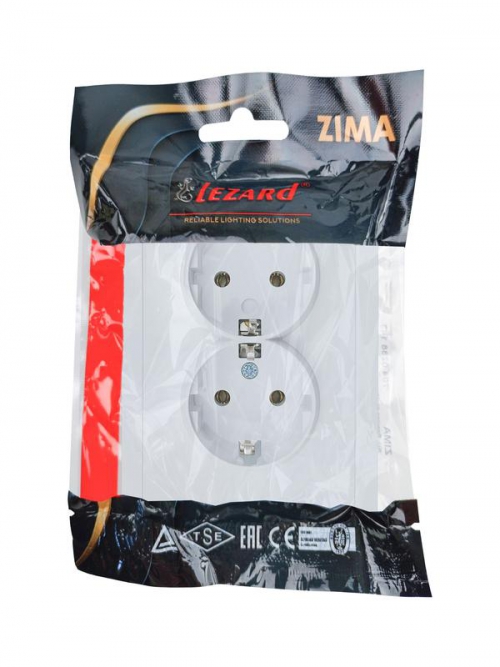 Розетка 2-мест. с/з СП ZIMA IP20 16А ПБТ безвинт. зажим бел. LEZARD 704-0200-127BQC 704-0200-127BQC