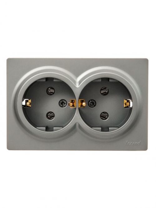 Розетка 2-м ОП LETO с заземл. закрытый корпус ПБТ платина LEZARD 752-3500-127B 752-3500-127B