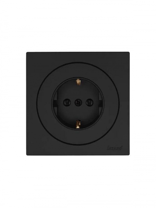 Розетка 1-м OSEN IP20 16А с защ. шторками ПБТ механизм черн. бархат LEZARD 743-4288-124B 743-4288-124B