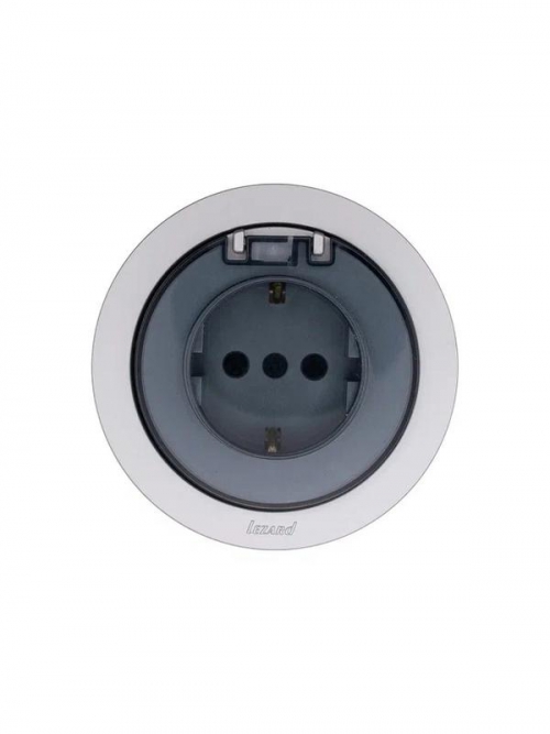 Розетка 1-м СП OSEN с заземл. с крышкой ПБТ механизм сер. матов. LEZARD 743-7488-123B 743-7488-123B