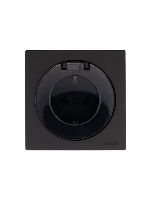 Розетка 1-м СП OSEN с заземл. с крышкой ПБТ механизм черн. бархат LEZARD 743-4288-123B 743-4288-123B