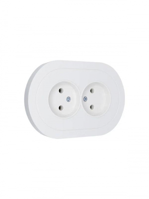 Розетка 2-м СП OSEN без заземл. ПБТ круглая бел. LEZARD 744-0200-128B 744-0200-128B