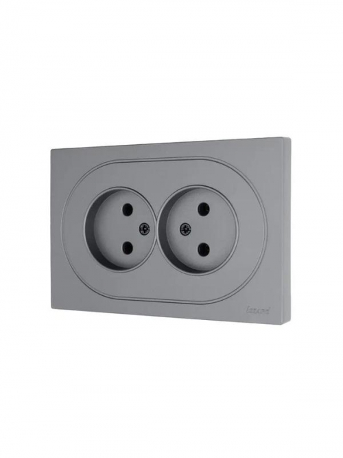 Розетка 2-м СП OSEN без заземл. ПБТ механизм сер. матов. LEZARD 743-7400-128B 743-7400-128B