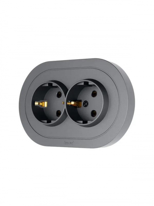 Розетка 2-м СП OSEN с заземл. ПБТ круглая механизм сер. матов. LEZARD 744-7400-127B 744-7400-127B