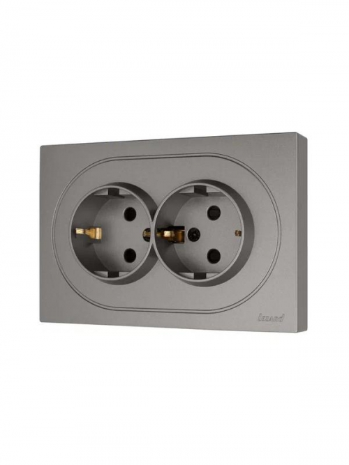 Розетка 2-м СП OSEN с заземл. ПБТ механизм сер. матов. LEZARD 743-7400-127B 743-7400-127B