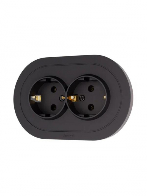 Розетка 2-м СП OSEN с заземл. ПБТ круглая механизм черн. бархат LEZARD 744-4200-127B 744-4200-127B