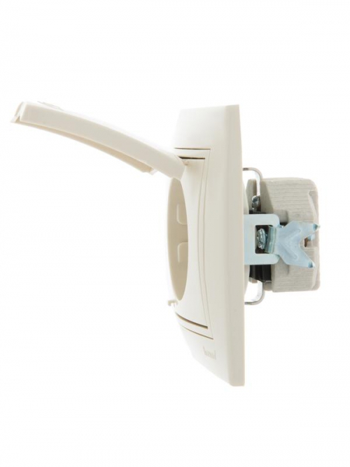 Розетка 1-м СП Mira 16А IP20 с заземл. с защ. крышкой со вставкой керамика крем. LEZARD 701-0303-123 701-0303-123