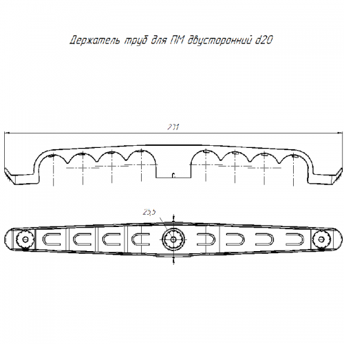 Держатель труб d20мм для прямого монтажа двусторон. на 8 мест сер. (уп.20шт) Промрукав PR13.03293 PR13.03293