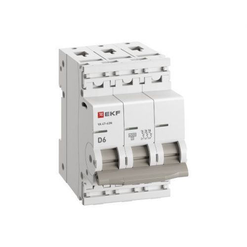 Выключатель автоматический 3п D 6А 4.5кА ВА 47-63N PROxima EKF M634306D M634306D