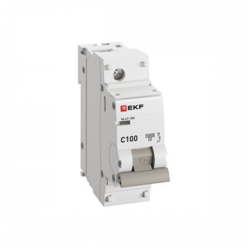 Выключатель автоматический модульный 1п C 100А 10кА ВА 47-100 PROxima EKF mcb47100-1-100C-pro mcb47100-1-100C-pro