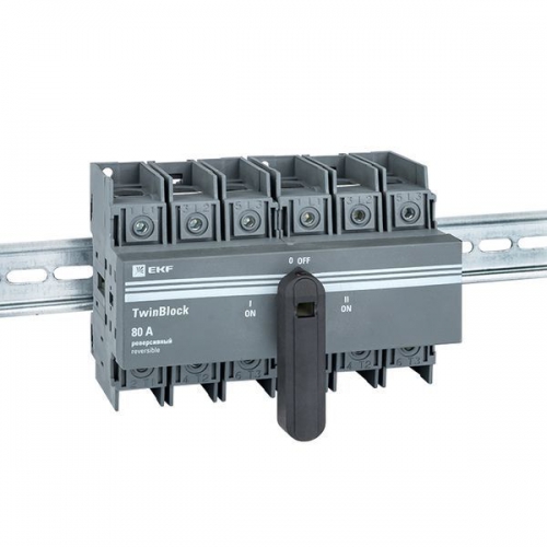 Рубильник 3п 80А реверсивный с рукояткой управления для прямой установки TwinBlock EKF tb-s-80-3p-rev tb-s-80-3p-rev