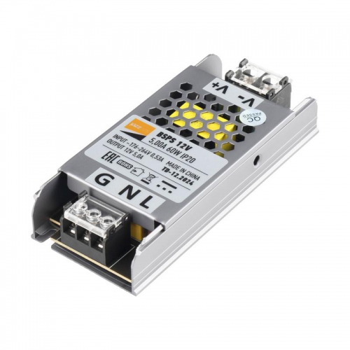 Блок питания для светодиодной ленты 60Вт 5А 12В IP20 BSPS метал. JazzWay 5024328 5024328