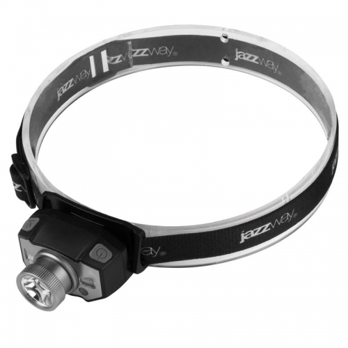 Фонарь аккумуляторный налобный AccuH1-L5WZ-bk zoom LED 5Вт + 2хRED SMD IP54 5 режимов: 100проц. 180лм 3.5ч/50проц. 110лм 5.5ч/30проц. 65лм 15ч/красн. 28ч/мигающ. красн. 12ч аккум. 0.8А.ч управл. жестами черн./сер. JazzWay 5036642 5036642