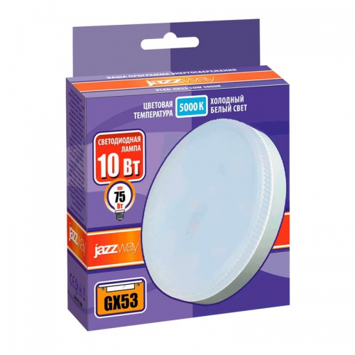 Лампа светодиодная PLED-GX53 10Вт таблетка матовая 5000К холод. бел. GX53 840лм 230В JazzWay 1029089 1029089