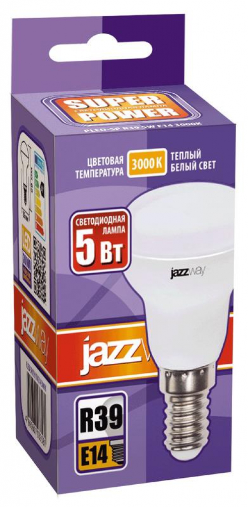 Лампа светодиодная PLED-SP 5Вт R39 3000К тепл. бел. E14 400лм 230В JazzWay 1033581 1033581