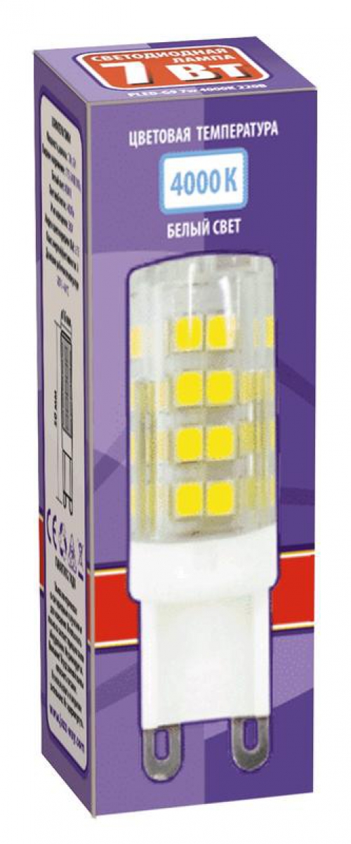Лампа светодиодная PLED-G9 7Вт капсульная 4000К нейтр. бел. G9 400лм 220В JazzWay 1039095B 1039095B