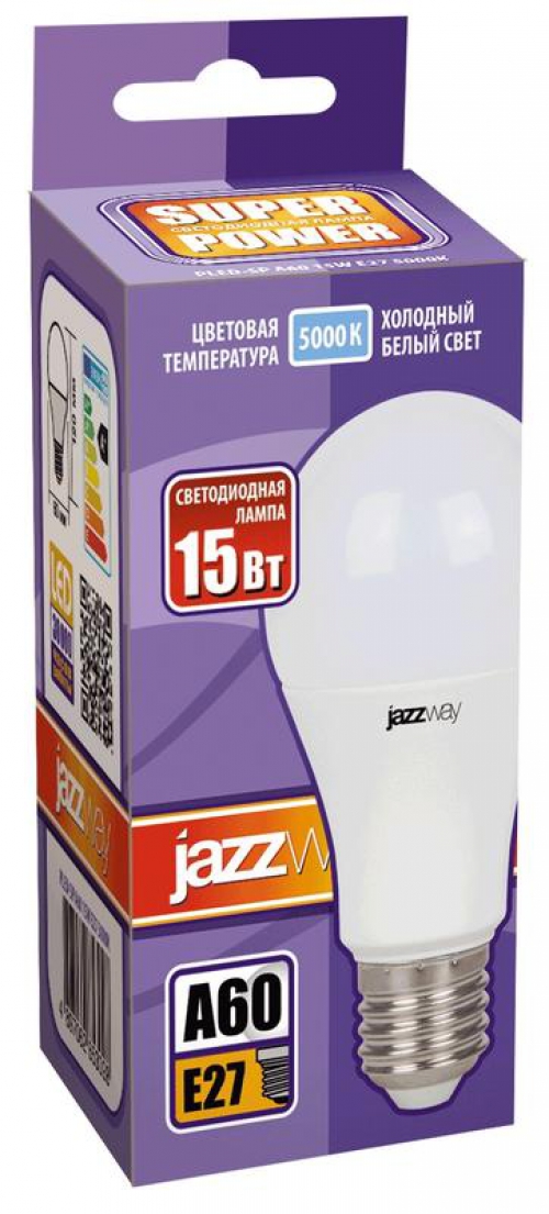 Лампа светодиодная PLED-SP A60 15Вт грушевидная 5000К холод. бел. E27 1400лм 230В JazzWay 2853035 2853035