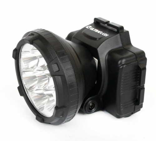 Фонарь налобный аккумуляторный LED 5362 (220В 7LED 2 режима; черн.) Ultraflash 11256 11256