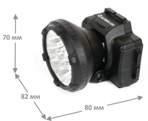 Фонарь налобный аккумуляторный LED 5363 (220В 9LED 2 режима; черн.) Ultraflash 11257 11257