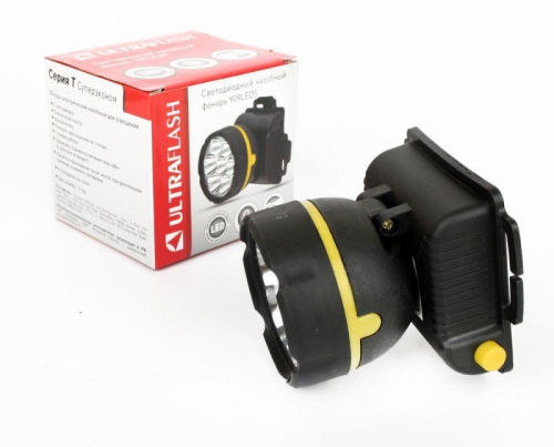 Фонарь налобный 909LED5 (5LED 1 режим; 3хR6 черн.) Ultraflash 11781 11781