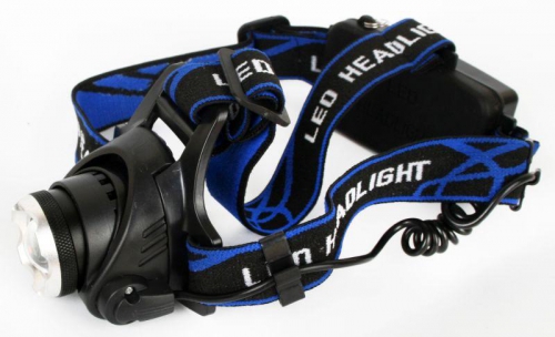 Фонарь налобный E150 (аккум. 220В CREE 3Вт пласт. бокс; черн.) Ultraflash 12188 12188