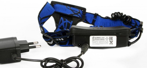 Фонарь налобный E150 (аккум. 220В CREE 3Вт пласт. бокс; черн.) Ultraflash 12188 12188