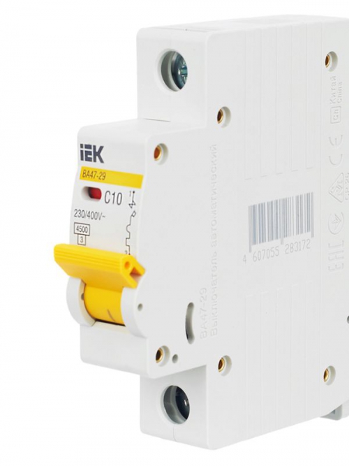 Выключатель автоматический модульный 1п C 10А 4.5кА ВА47-29 ИЭК MVA20-1-010-C MVA20-1-010-C