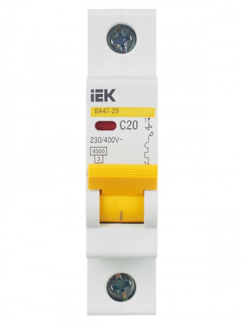 Выключатель автоматический модульный 1п C 20А 4.5кА ВА47-29 ИЭК MVA20-1-020-C MVA20-1-020-C