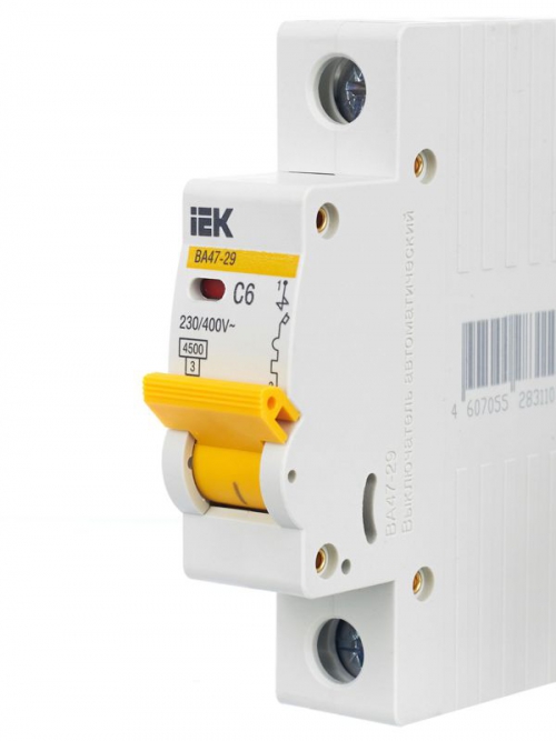 Выключатель автоматический модульный 1п C 6А 4.5кА ВА47-29 ИЭК MVA20-1-006-C MVA20-1-006-C