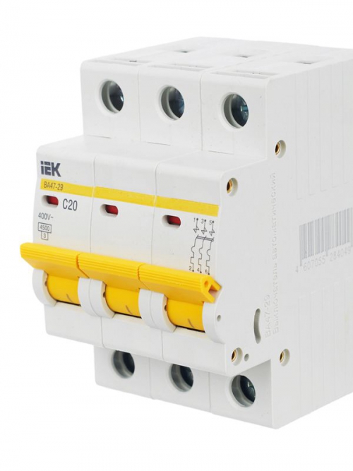 Выключатель автоматический модульный 3п C 20А 4.5кА ВА47-29 ИЭК MVA20-3-020-C MVA20-3-020-C