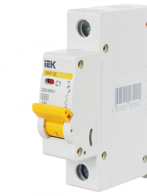 Выключатель автоматический модульный 1п C 1А 4.5кА ВА47-29 ИЭК MVA20-1-001-C MVA20-1-001-C