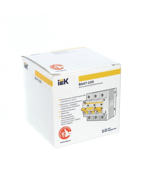 Выключатель автоматический модульный 3п C 80А 10кА ВА47-100 ИЭК MVA40-3-080-C MVA40-3-080-C