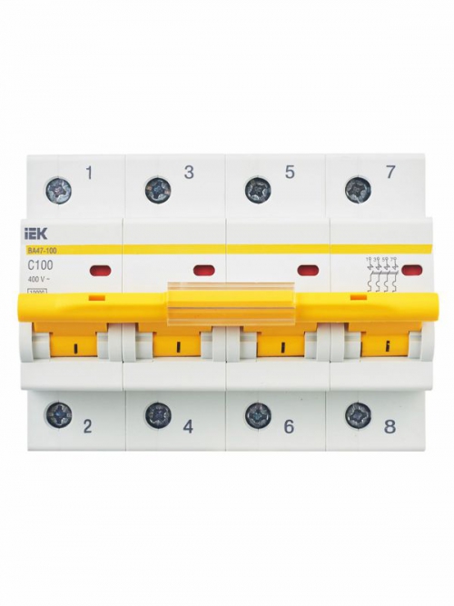 Выключатель автоматический модульный 4п C 100А 10кА ВА47-100 ИЭК MVA40-4-100-C MVA40-4-100-C