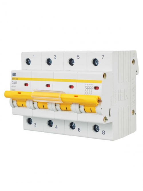 Выключатель автоматический модульный 4п C 100А 10кА ВА47-100 ИЭК MVA40-4-100-C MVA40-4-100-C