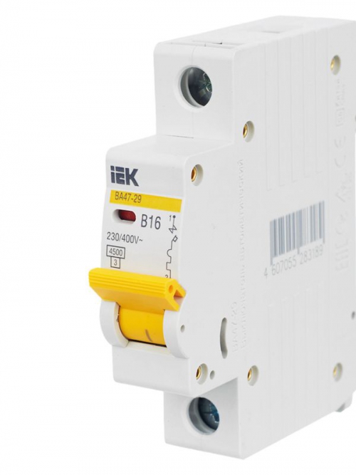 Выключатель автоматический модульный 1п B 16А 4.5кА ВА47-29 ИЭК MVA20-1-016-B MVA20-1-016-B