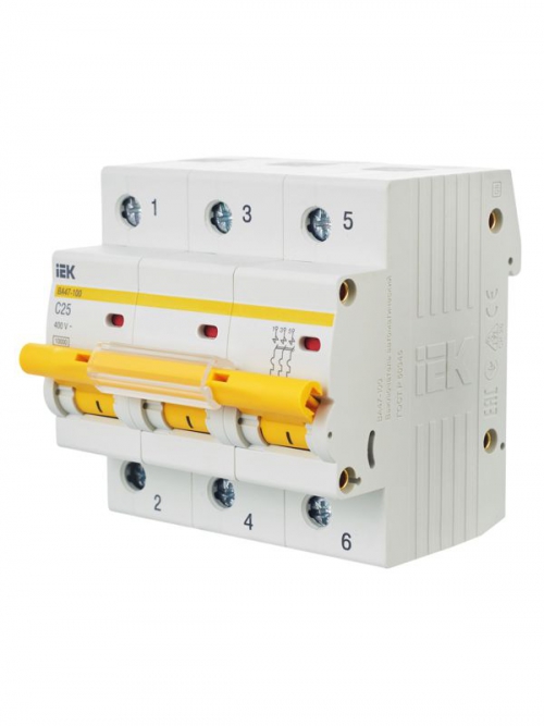 Выключатель автоматический модульный 3п C 25А 10кА ВА47-100 ИЭК MVA40-3-025-C MVA40-3-025-C