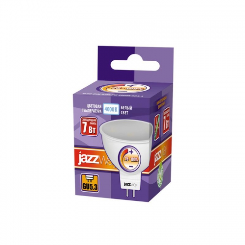 Лампа светодиодная PLED-DIM 7Вт JCDR MR16 4000К нейтр. бел. GU5.3 540лм 220-240В диммир. JazzWay 1035431 1035431