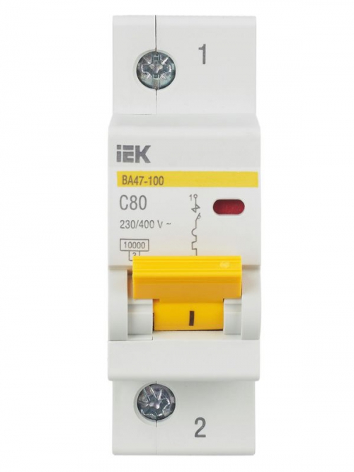 Выключатель автоматический модульный 1п C 80А 10кА ВА47-100 ИЭК MVA40-1-080-C MVA40-1-080-C