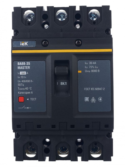 Выключатель автоматический 3п 250А 35кА ВА88-35 MASTER ИЭК SVA30-3-0250-02 SVA30-3-0250-02