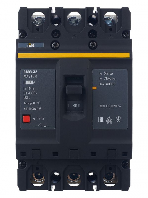 Выключатель автоматический 3п 63А 25кА ВА88-32 MASTER ИЭК SVA10-3-0063-02 SVA10-3-0063-02
