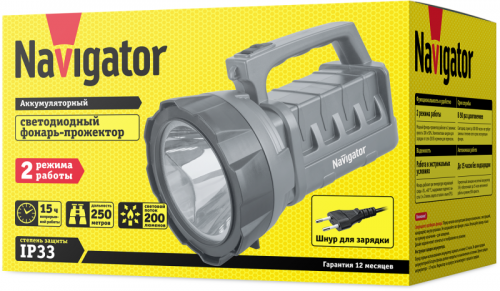 Фонарь 71 596 NPT-SP14-ACCU прожект. 3Вт LED 200лм АКБ 3А.ч Navigator 71596 13.03.2026