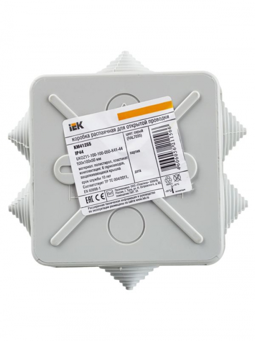 Коробка распаячная ОП 100х100х50 IP44 КМ41255 ИЭК UKOZ11-100-100-050-K41-44 UKOZ11-100-100-050-K41-44
